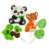 Figurki ozdoby na tort topper zwierzęta panda tygrys dekoracje urodzinowe zestaw cukrowy 5 sztuk